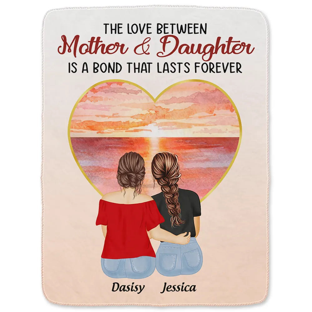 Mother & Daughters Forever Linked Together - Personalized Fleece Blanket