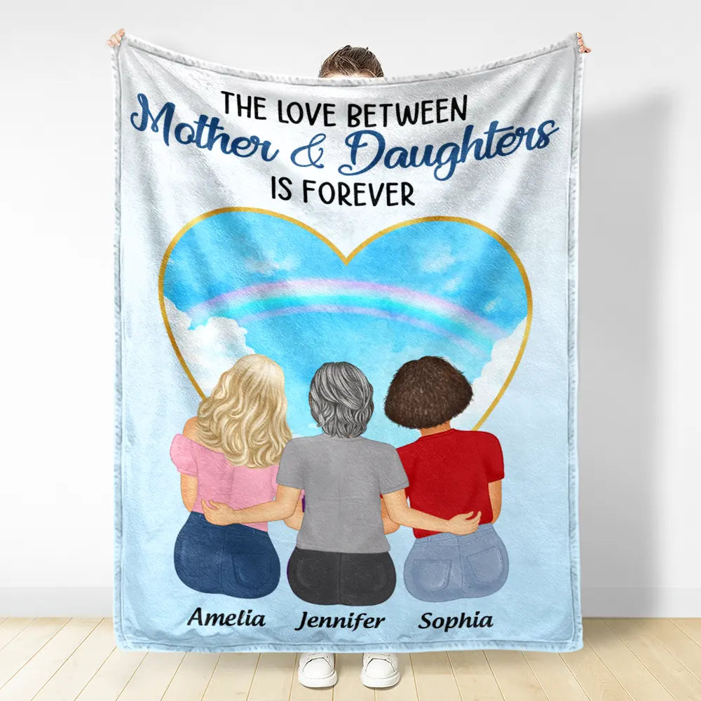 Mother & Daughters Forever Linked Together - Personalized Fleece Blanket