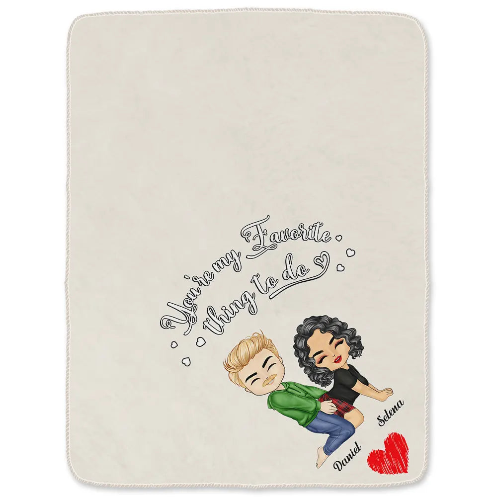 Chibi Couple Our Snuggle Blanket - Personalized Fleece Blanket, Sherpa Blanket