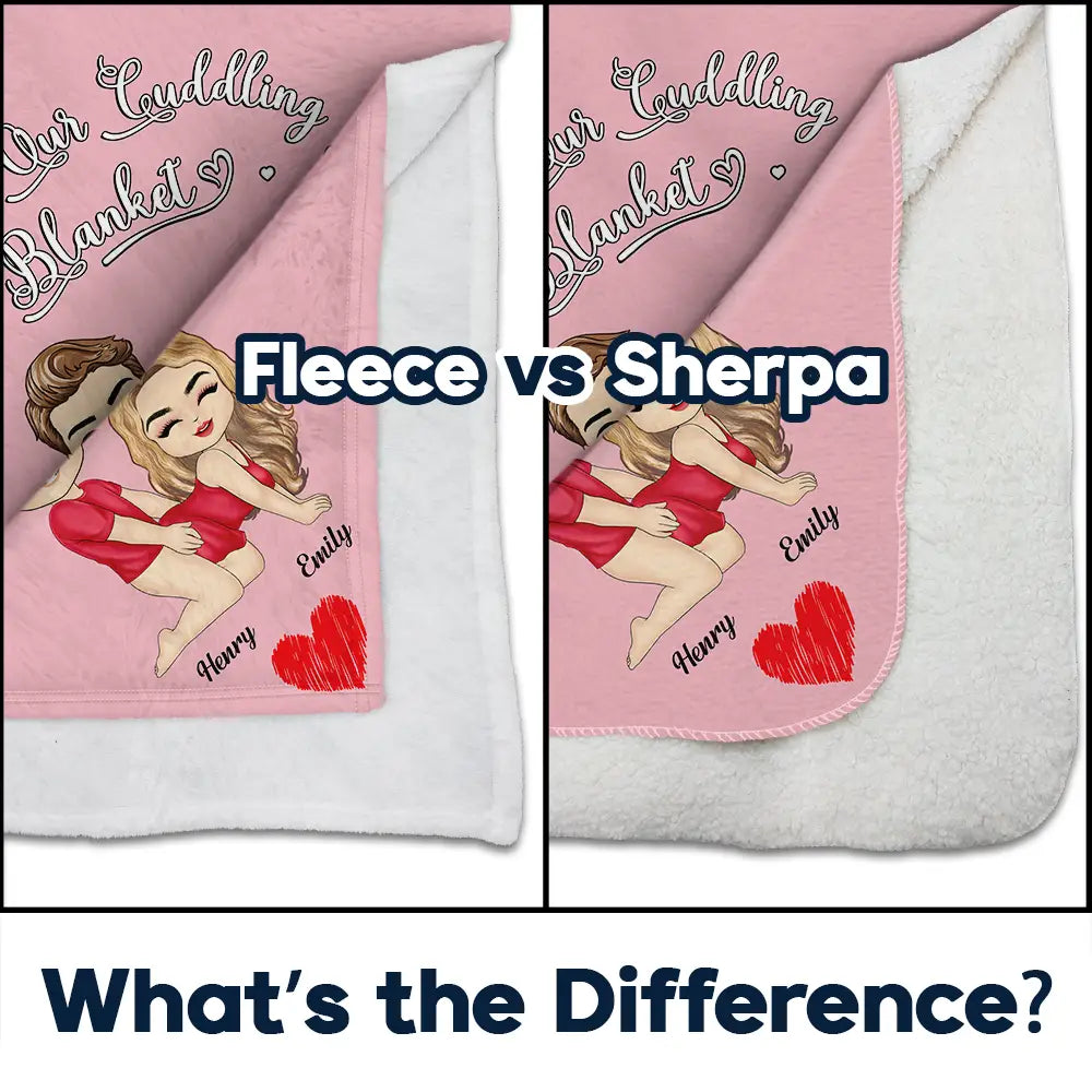 Chibi Couple Our Snuggle Blanket - Personalized Fleece Blanket, Sherpa Blanket
