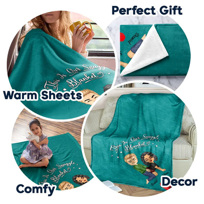 Chibi Couple Our Snuggle Blanket - Personalized Fleece Blanket, Sherpa Blanket