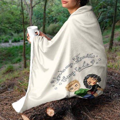 Chibi Couple Our Snuggle Blanket - Personalized Fleece Blanket, Sherpa Blanket