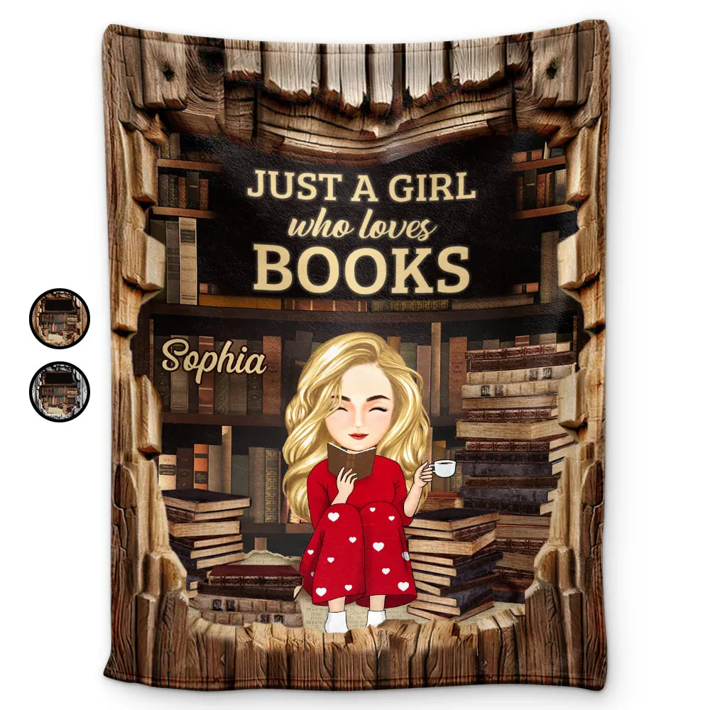 Just A Girl Who Loves Books - Personalized Fleece Blanket, Sherpa Blanket