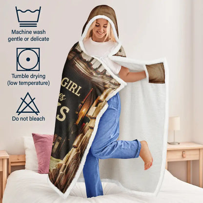 Just A Girl Who Loves Books Library - Personalized Wearable Hooded Blanket