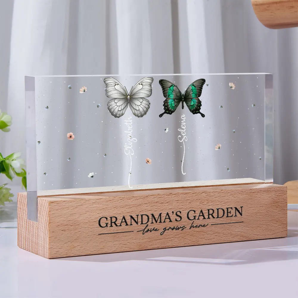 Grandma's Garden Birth Butterflies - Personalized Rectangle LED Light