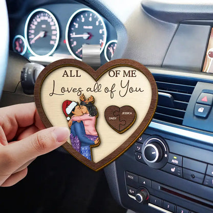 Drive Safe I Love You Kissing Couples Heart - Personalized Custom Shaped Car Visor Clip
