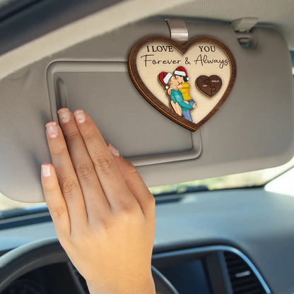 Drive Safe I Love You Kissing Couples Heart - Personalized Custom Shaped Car Visor Clip