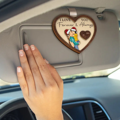 Drive Safe I Love You Kissing Couples Heart - Personalized Custom Shaped Car Visor Clip