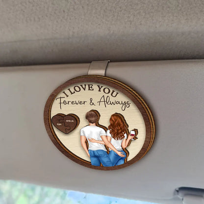 Drive Safe I Love You Backside Couples - Personalized Custom Shaped Car Visor Clip