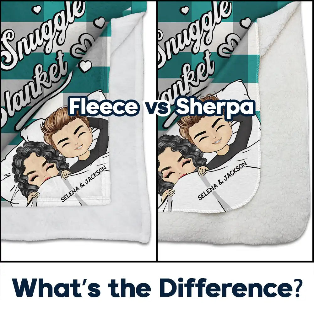 Gift For Couples,Gift For Husband,Gift For Wife,Happy - Couple Chibi Our Snuggle Blanket Cozy Plaid - Personalized Fleece Blanket, Sherpa Blanket