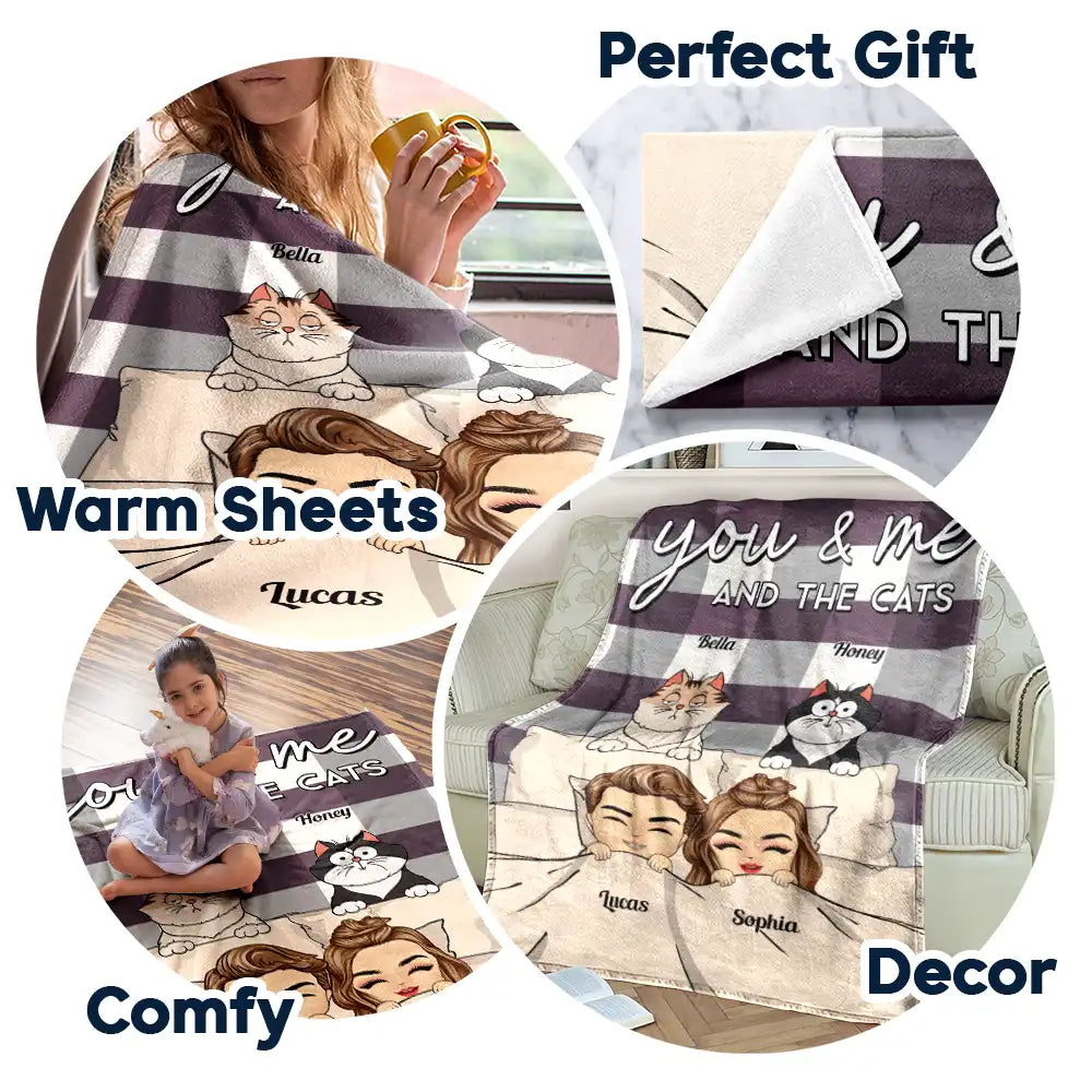 Chibi You & Me And The Dogs Cats Fur Babies - Personalized Fleece Blanket, Sherpa Blanket