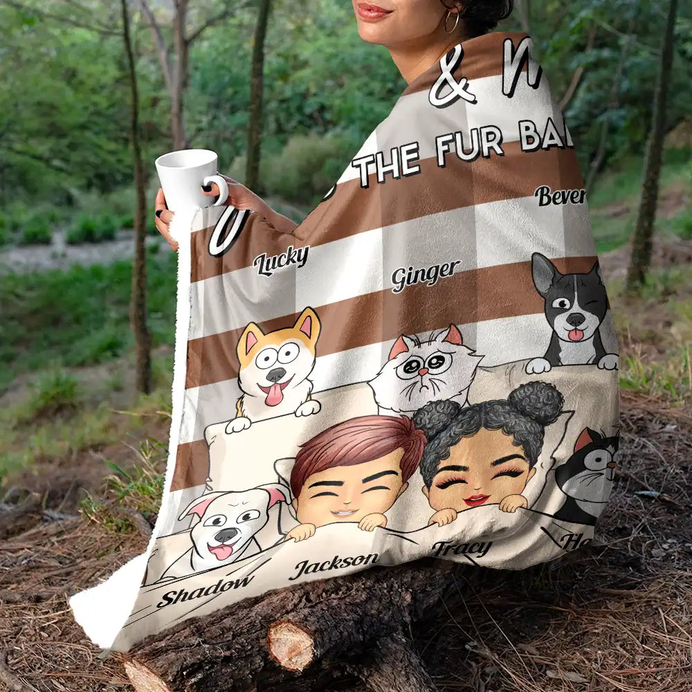 Chibi You & Me And The Dogs Cats Fur Babies - Personalized Fleece Blanket, Sherpa Blanket