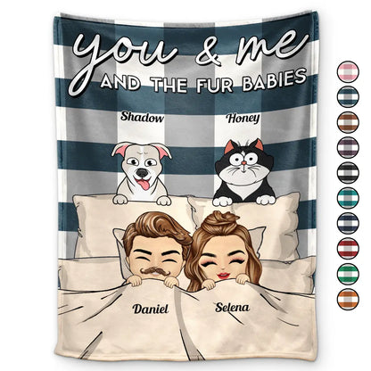 Chibi You & Me And The Dogs Cats Fur Babies - Personalized Fleece Blanket, Sherpa Blanket