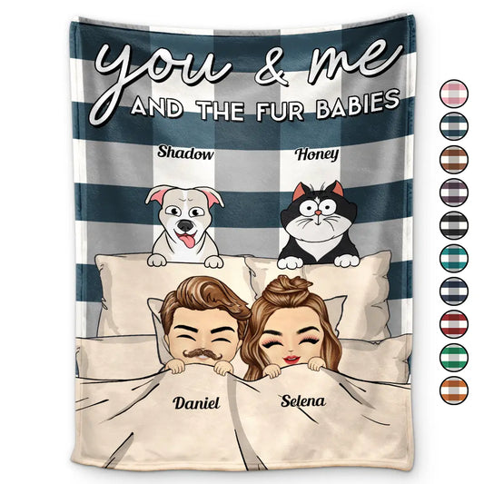 Chibi You & Me And The Dogs Cats Fur Babies - Personalized Fleece Blanket, Sherpa Blanket