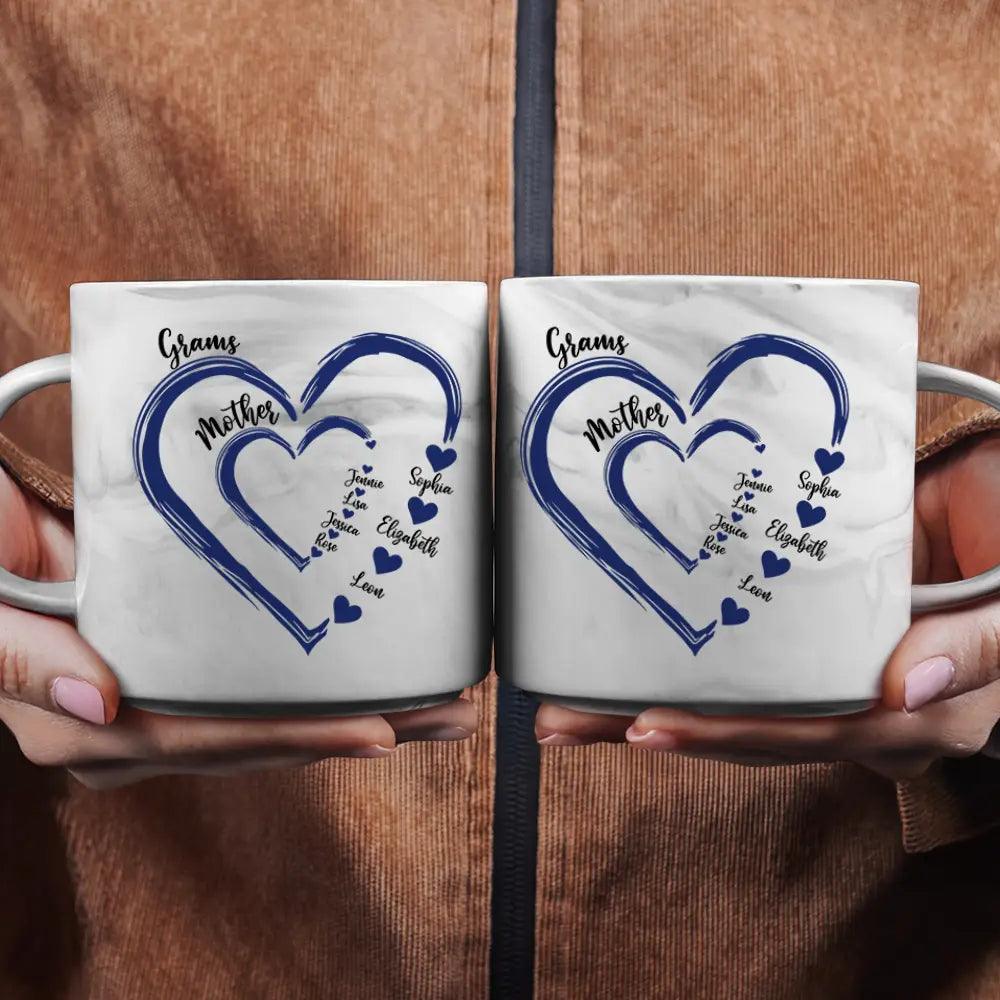 Mom Grandma Sweethearts - Personalized Marble Mug