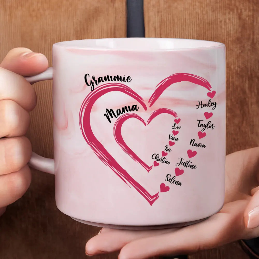 Mom Grandma Sweethearts - Personalized Marble Mug