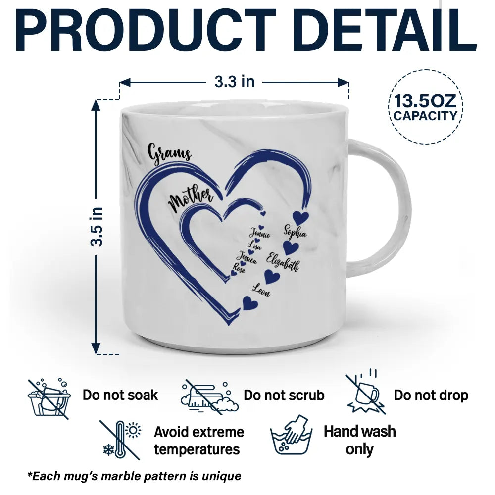 Mom Grandma Sweethearts - Personalized Marble Mug