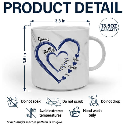 Mom Grandma Sweethearts - Personalized Marble Mug