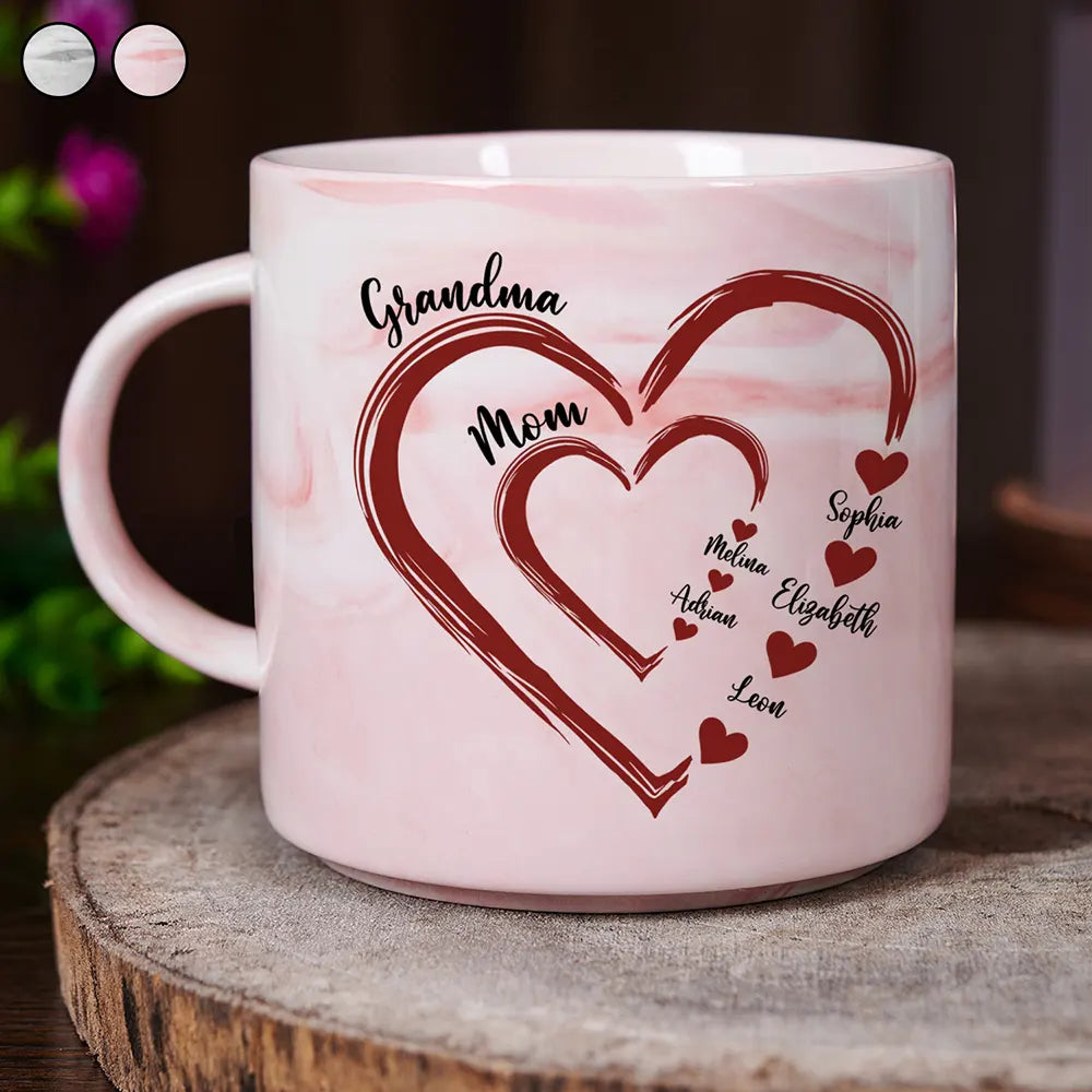 Mom Grandma Sweethearts - Personalized Marble Mug