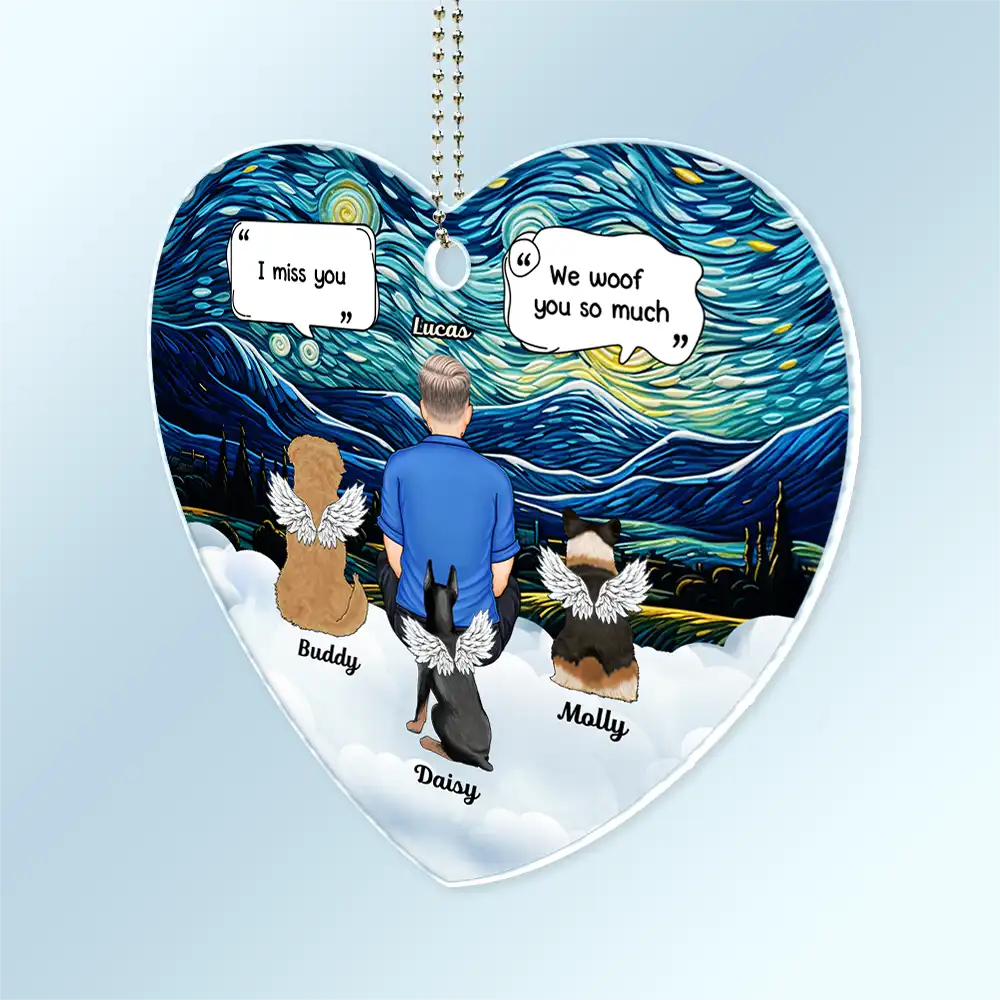 I Miss You Memorial Dog Cat - Personalized Acrylic Car Hanger