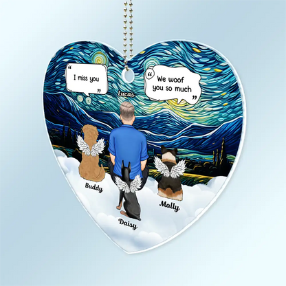 I Miss You Memorial Dog Cat - Personalized Acrylic Car Hanger