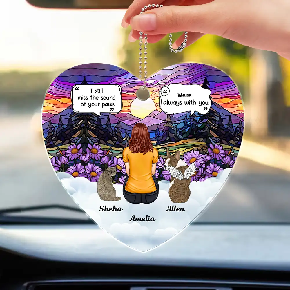 I Miss You Memorial Dog Cat - Personalized Acrylic Car Hanger