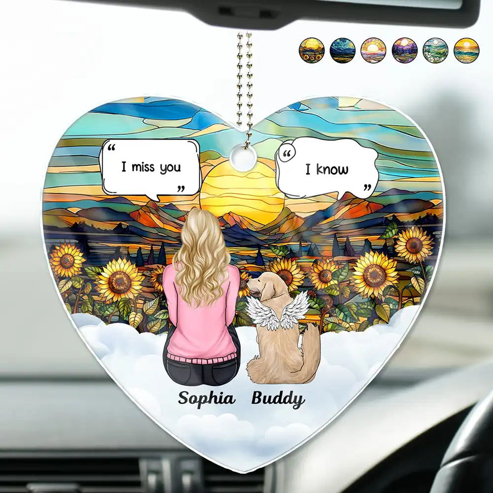I Miss You Memorial Dog Cat - Personalized Acrylic Car Hanger