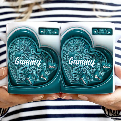 Grandma Little Sweethearts 3D Inflated Effect Printed Mug, Personalized White Edge-to-Edge Mug
