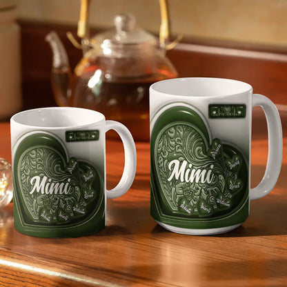 Grandma Little Sweethearts 3D Inflated Effect Printed Mug, Personalized White Edge-to-Edge Mug