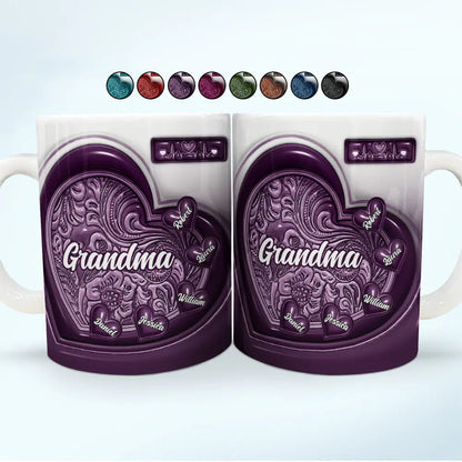 Grandma Little Sweethearts 3D Inflated Effect Printed Mug, Personalized White Edge-to-Edge Mug