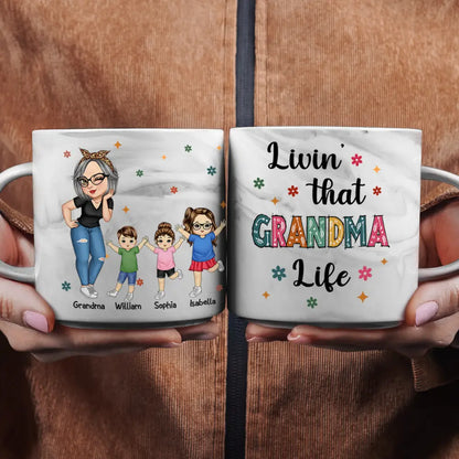 Gift For Grandma,Love,Gift For Mother - Living That Grandma Life - Personalized Marble Mug