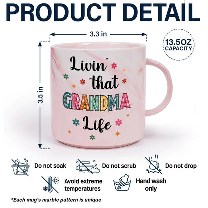 Gift For Grandma,Love,Gift For Mother - Living That Grandma Life - Personalized Marble Mug