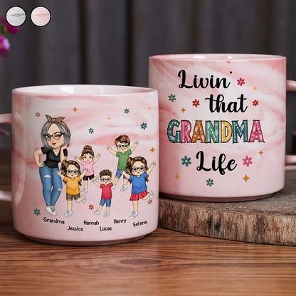 Gift For Grandma,Love,Gift For Mother - Living That Grandma Life - Personalized Marble Mug