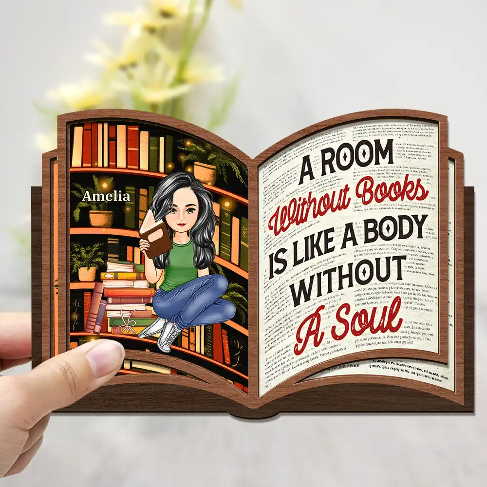 Reading Between The Pages Of A Book Is My Favorite Place To Be - Personalized 2-Layered Wooden Plaque With Stand