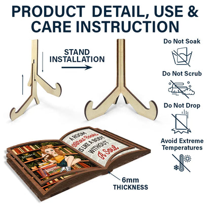 Reading Between The Pages Of A Book Is My Favorite Place To Be - Personalized 2-Layered Wooden Plaque With Stand