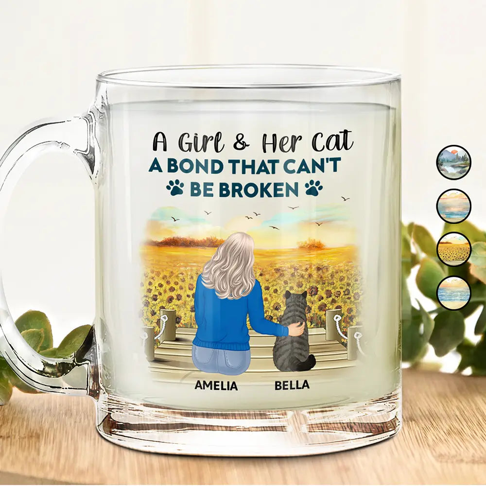 A Bond That Can't Be Broken Cat Mom Cat Dad - Personalized Glass Mug