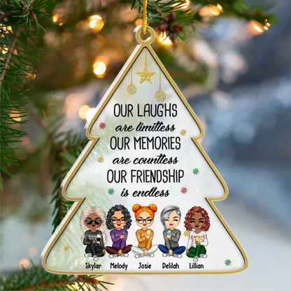 Not Just Friends, More Like A Small Gang - Personalized Custom Christmas Tree Shaped Acrylic Christmas Ornament