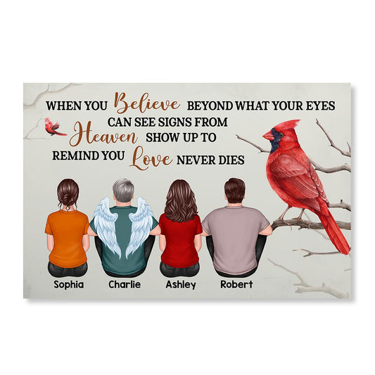 When You Believe Beyond Cardinal Memorial Gift For Mom Family Personalized Horizontal Poster