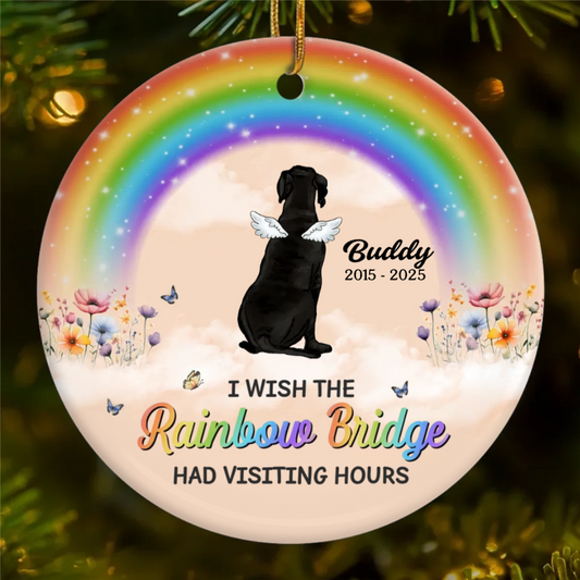 Custom Rainbow Bridge Ornament - Personalized Pet Christmas Memorial Sympathy Gifts For Dogs