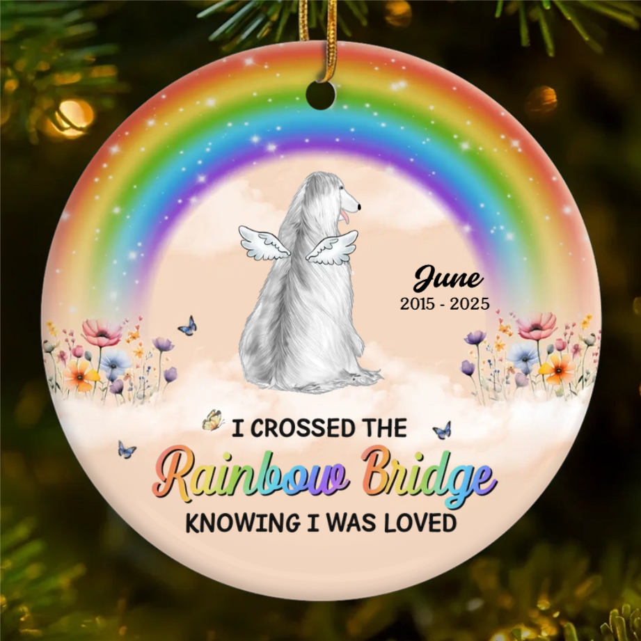 Custom Rainbow Bridge Ornament - Personalized Pet Christmas Memorial Sympathy Gifts For Dogs