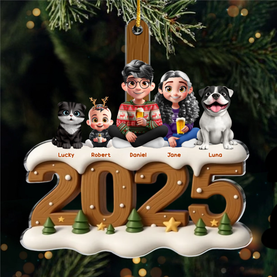 Custom Acrylic Ornament - Personalized Christmas Birthday Gifts For Family, Dog Cat Lovers