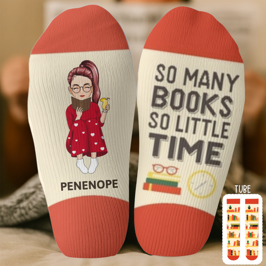 Custom Crew Socks - Personalized Bookish Gifts For Book Lovers, Bookworms, Readers - Adventures Inside These Pages