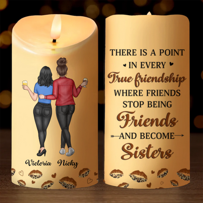 Custom LED Candle - Personalized Christmas Best Friend Birthday Gifts For Women, Besties, Sisters, BFF - Side By Side, Heart To Heart