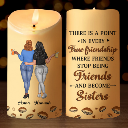 Custom LED Candle - Personalized Christmas Best Friend Birthday Gifts For Women, Besties, Sisters, BFF - Side By Side, Heart To Heart