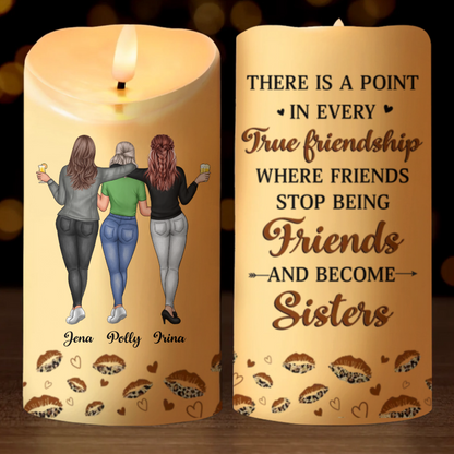 Custom LED Candle - Personalized Christmas Best Friend Birthday Gifts For Women, Besties, Sisters, BFF - Side By Side, Heart To Heart