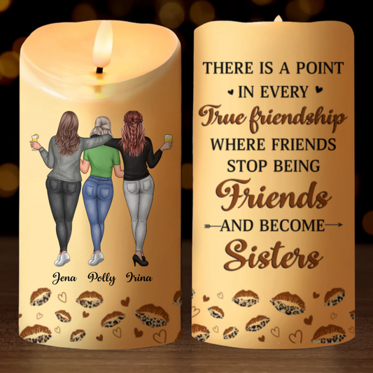 Custom LED Candle - Personalized Christmas Best Friend Birthday Gifts For Women, Besties, Sisters, BFF - Side By Side, Heart To Heart
