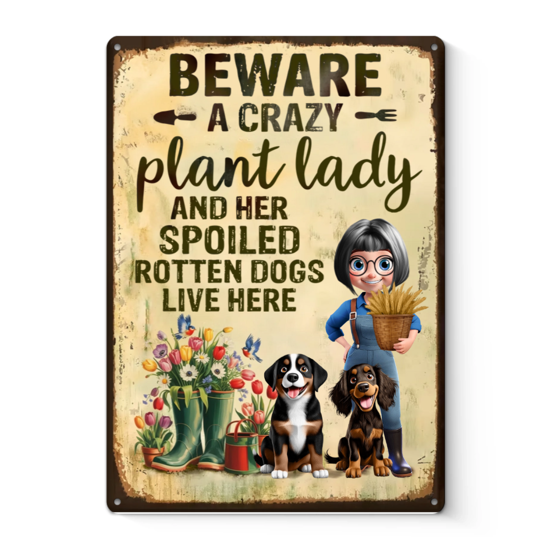 Custom Home Decor Metal Sign - Personalized Garden Gifts For Gardeners, Dog Lovers, Dog Mom - Home Of Plant Lovers