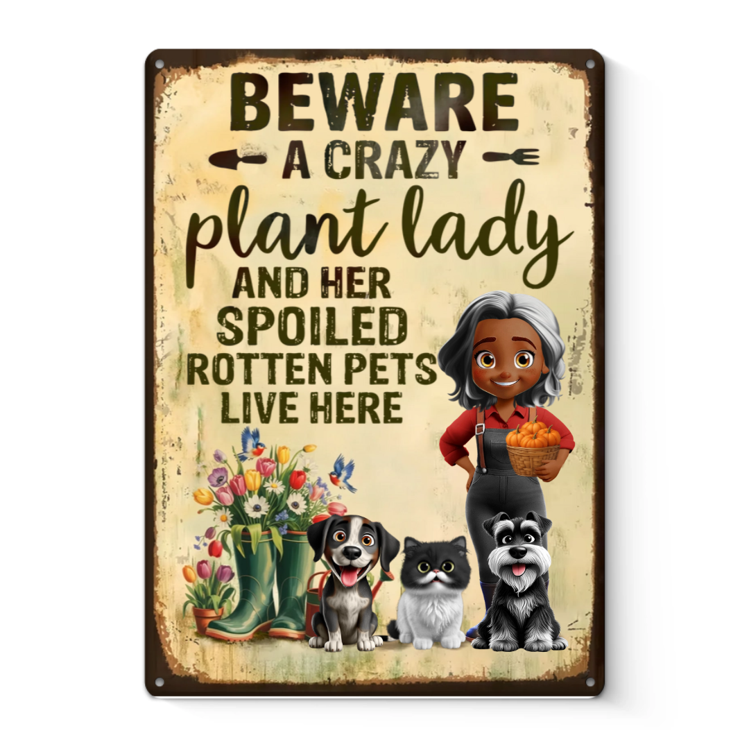 Custom Home Decor Metal Sign - Personalized Garden Gifts For Gardeners, Dog Lovers, Dog Mom - Home Of Plant Lovers