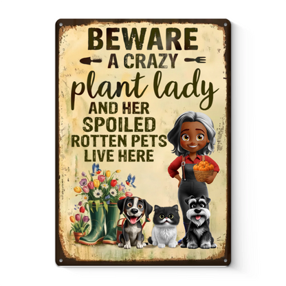 Custom Home Decor Metal Sign - Personalized Garden Gifts For Gardeners, Dog Lovers, Dog Mom - Home Of Plant Lovers