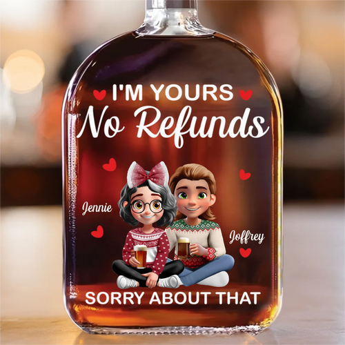 Custom Whiskey Bottle - Personalized Anniversary Wedding Gifts For Husband And Wife, Him And Her, Wine, Bourbon, Whiskey Lovers - Lifetime Contract, No Escape